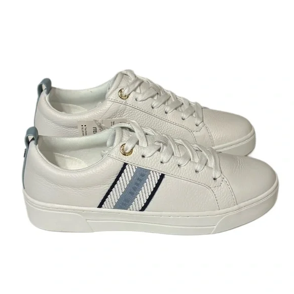 Ted Baker White Sneakers with Blue Stripes - Picture 5 of 9